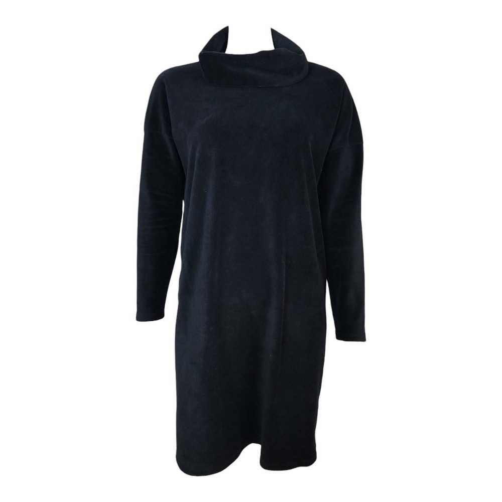 Purejill J Jill Sweater Dress Womens Size Large Petite Black Corduroy Turtleneck